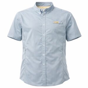 NWT Columbia PFG Baby Blue Omni Shade UPF 40 Button-Down Casual Shirt Size M